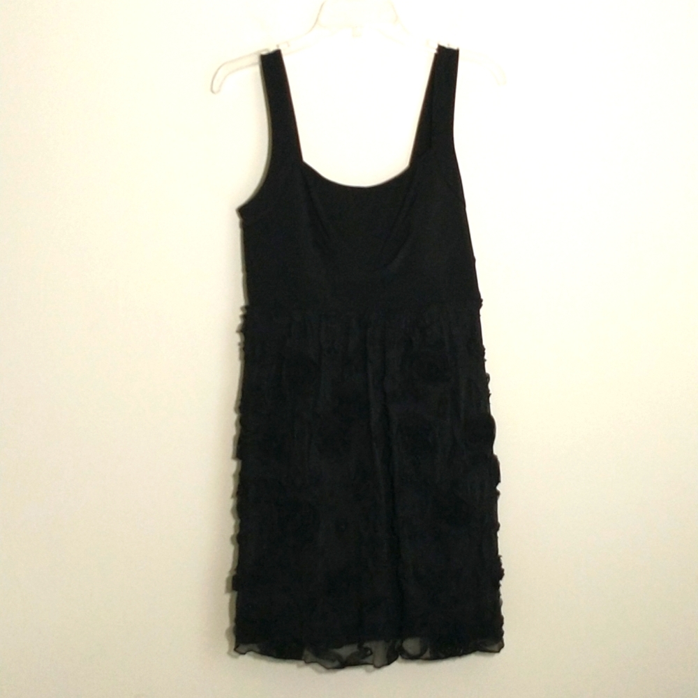 Enfocus Studio  Black chiffon layered  Rosette sundress sz 12